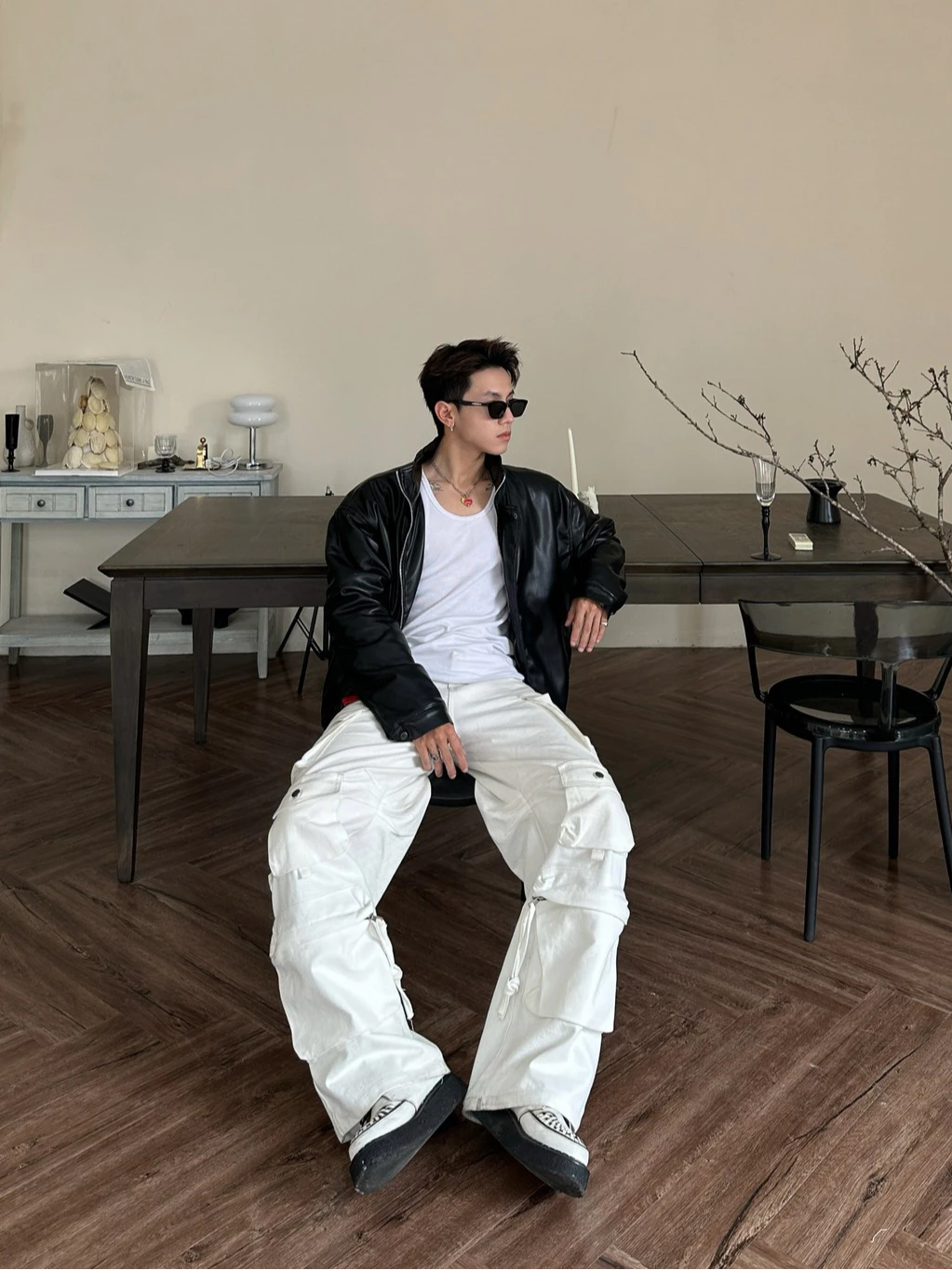 Áo Khoác Da Chần Bông 𝐂𝐎𝐎𝐋𝐂𝐑𝐄𝐖 Unisex Cổ Bẻ Khóa Kéo Phong Cách Retro Đường Phố 02 AKD018