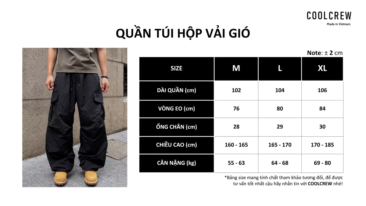 Quần Túi Hộp Vải Gió 𝐂𝐎𝐎𝐋𝐂𝐑𝐄𝐖 Cargo Pants Unisex Ống Rộng Phong Cách Hàn Quốc QTD122