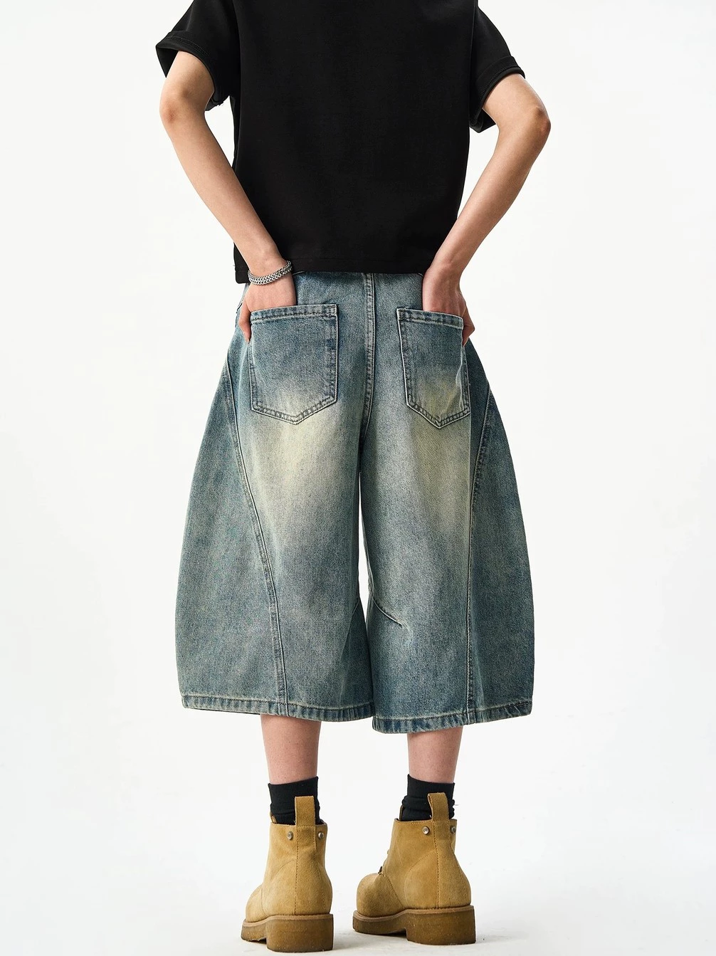 Quần Lửng Jean Ống Rộng 𝐂𝐎𝐎𝐋𝐂𝐑𝐄𝐖 Dáng Balloon Unisex Nam Nữ Phong Cách Streetwear Thời Trang Hàn Quốc QTL160