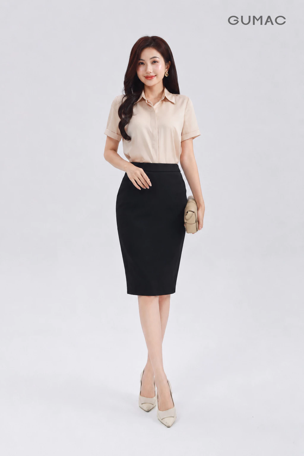 Chân Váy Bút Chì Nữ GUMAC Thun Co Giãn Form Ôm Dáng Basic Công Sở  BVE00010