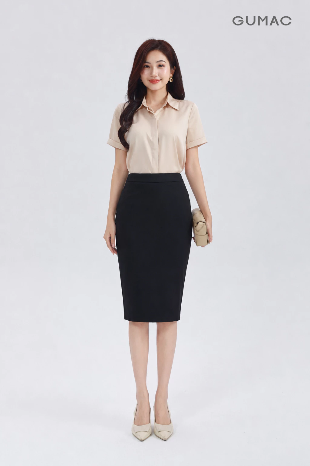 Chân Váy Bút Chì Nữ GUMAC Thun Co Giãn Form Ôm Dáng Basic Công Sở  BVE00010