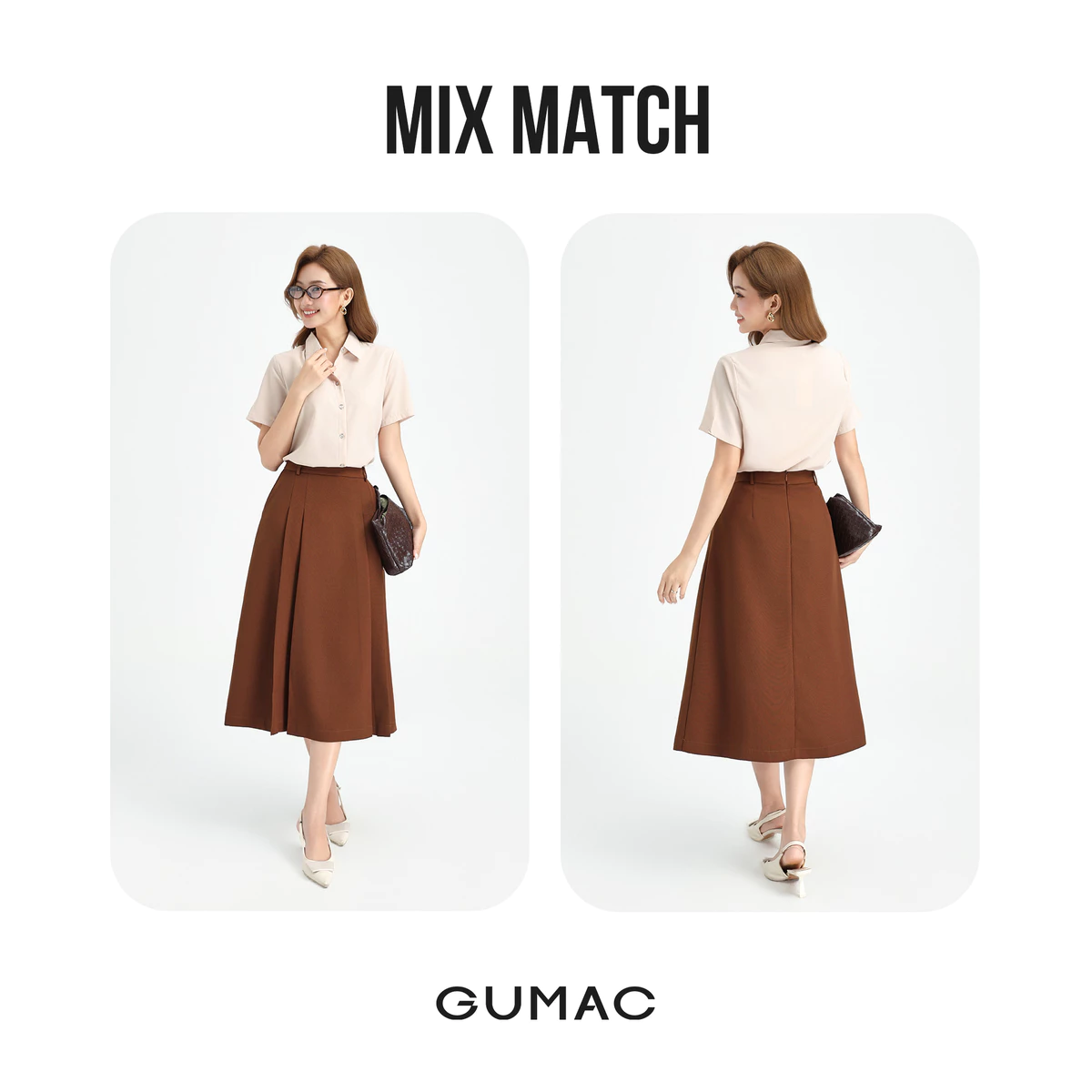 Áo Sơ Mi Nữ GUMAC Áo Kiểu Công Sở Tay Ngắn Trơn Basic Chất Lụa Mango Mềm Mịn Cao Cấp BAE00002