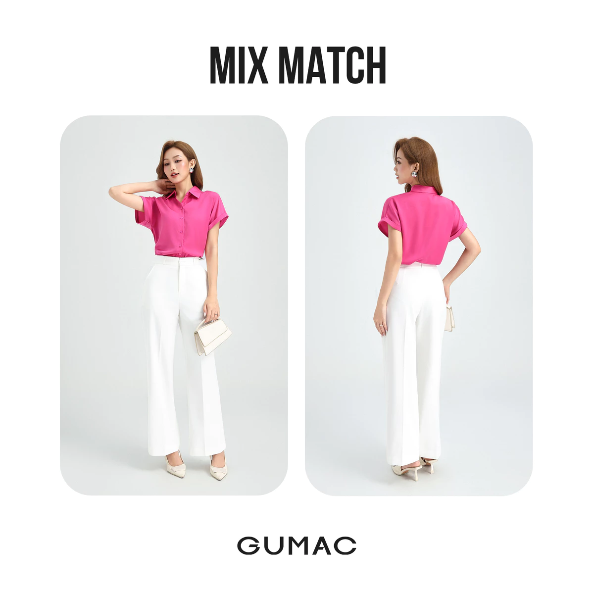 Quần Tây Nữ GUMAC Ống Rộng Form Cơ Bản Lưng Có Con Đỉa Tôn Dáng Hiện Đại LQG0110 - LQG0412
