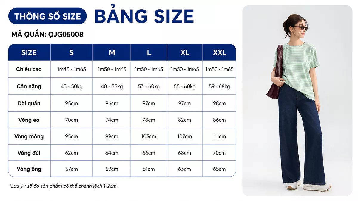 Quần Jeans Nữ GUMAC Form Ống Rộng Thiết Kế Basic Dễ Phối Đồ Hằng Ngày QJG05008