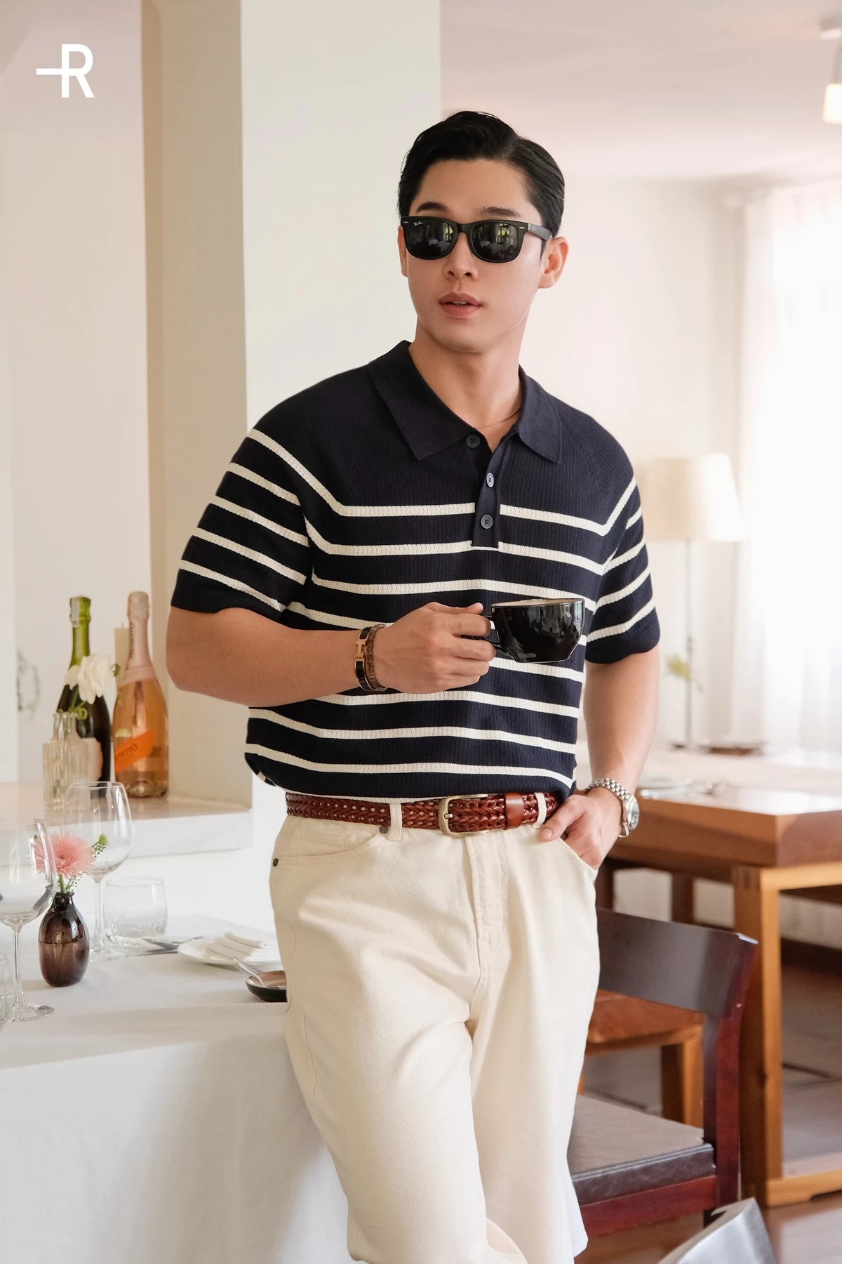 Áo Polo Dệt Kim Nam Tay Ngắn Kẻ Sọc Form Fitted - Routine 10F25KNI019
