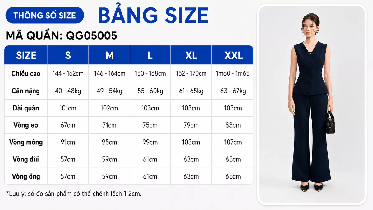 Set lẻ Áo gile GUMAC gài nút AG05004 - Chân váy GUMAC form A xòe VG05006 - Quần tây GUMAC ống loe QG05005