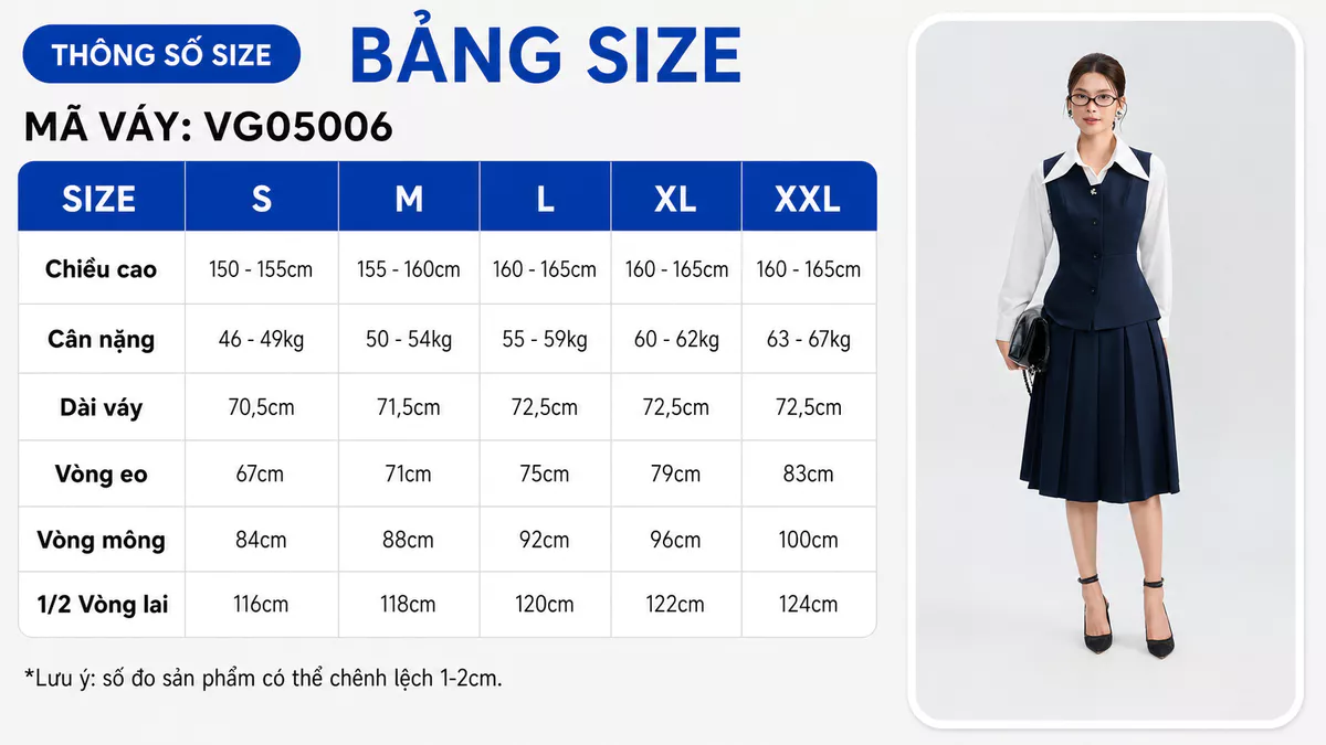 Set lẻ Áo gile GUMAC gài nút AG05004 - Chân váy GUMAC form A xòe VG05006 - Quần tây GUMAC ống loe QG05005