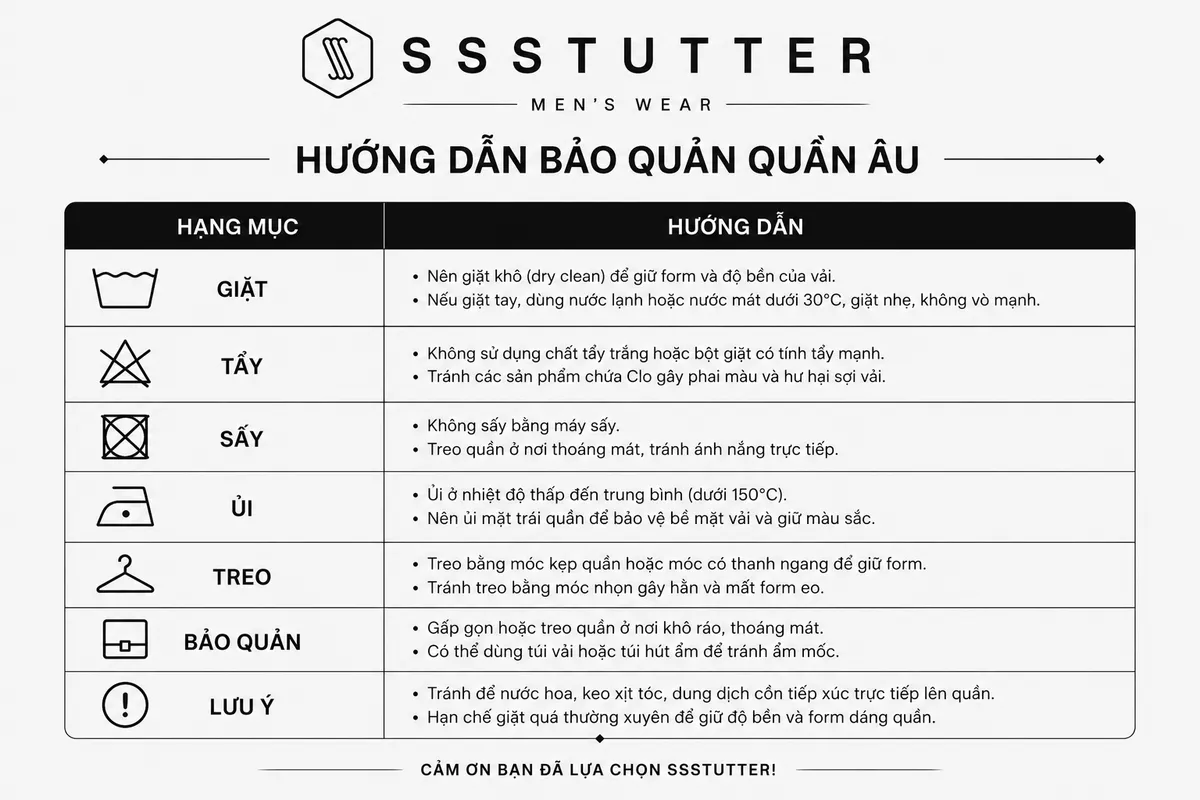 Quần Tây Nam SSSTUTTER Bottega Straight Ống Suông Xếp Ly Form Regular Cao Cấp Thanh Lịch