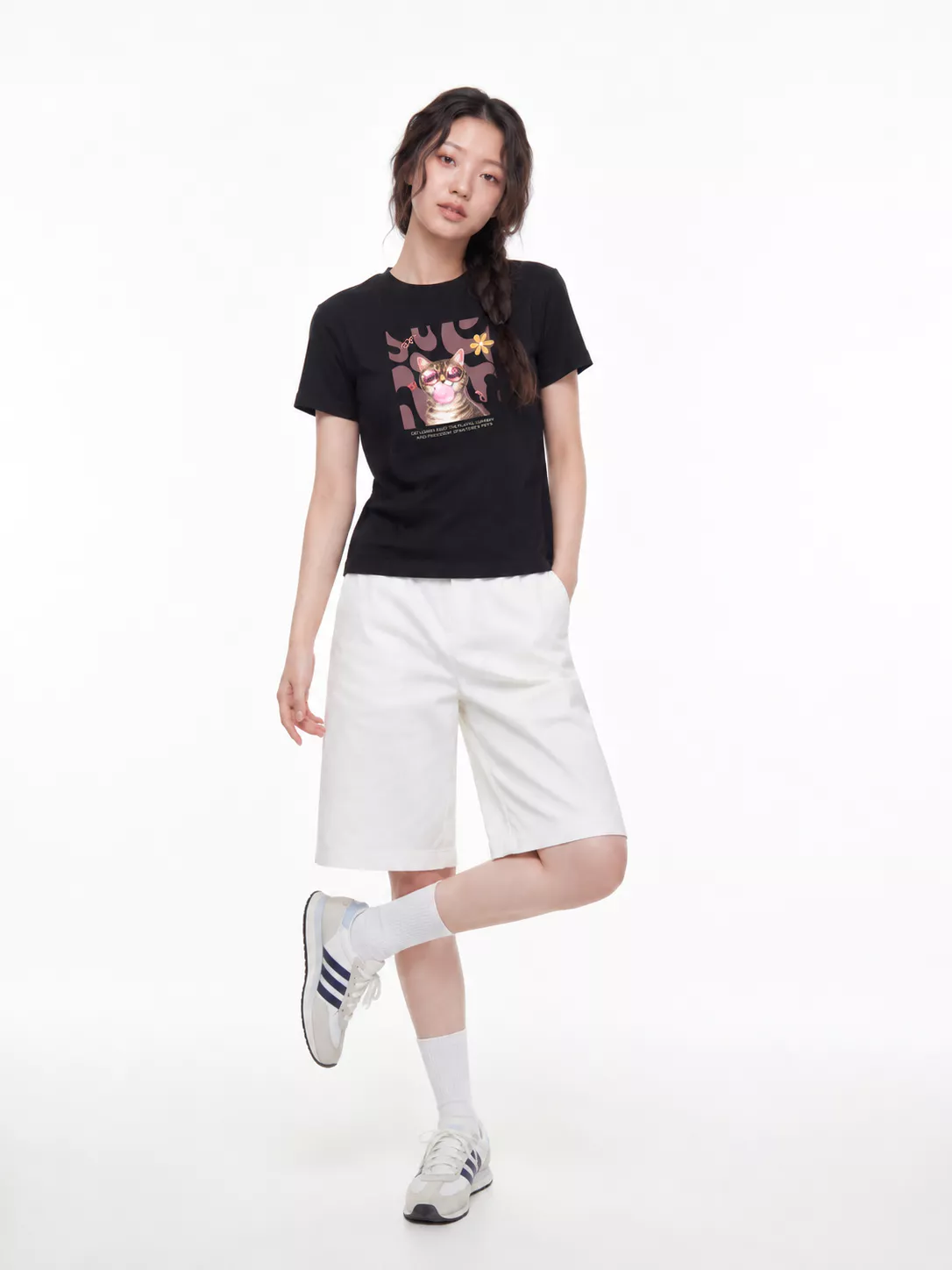 Áo Thun Nữ Baby Fit Graphic Cat Lovers LIMEORANGE - LO26111116