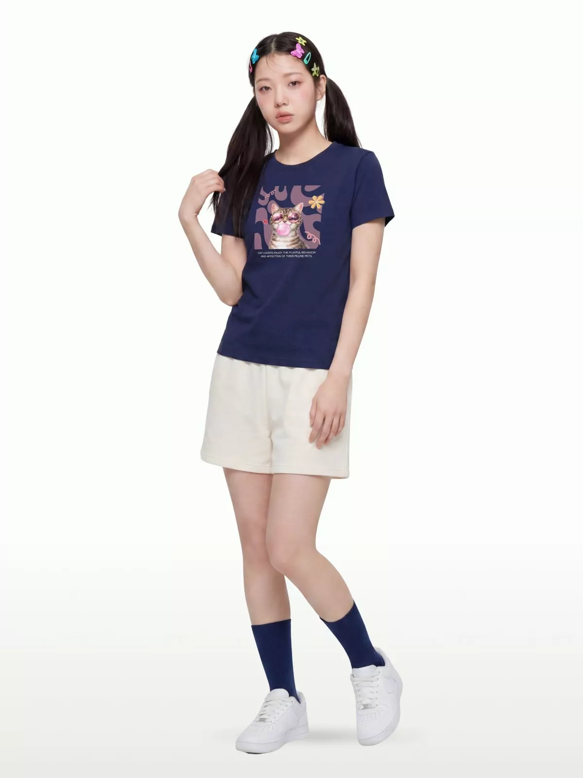 Áo Thun Nữ Baby Fit Graphic Cat Lovers LIMEORANGE - LO26111116