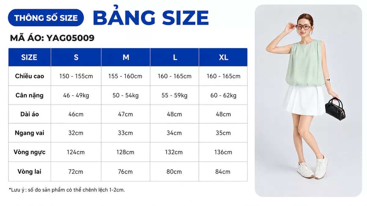 Áo Kiểu Nữ Gmorning - GUMAC Form Bí Không Tay Cổ Tròn Trẻ Trung Hiện Đại YAG05009