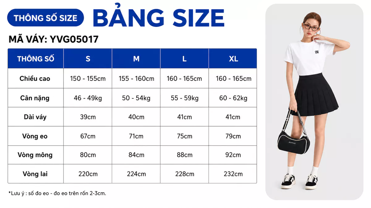 Chân Váy Nữ Gmorning - GUMAC Form Midi Xếp Ly Dây Kéo Sườn Tinh Tế Dễ Mặc YVG05017