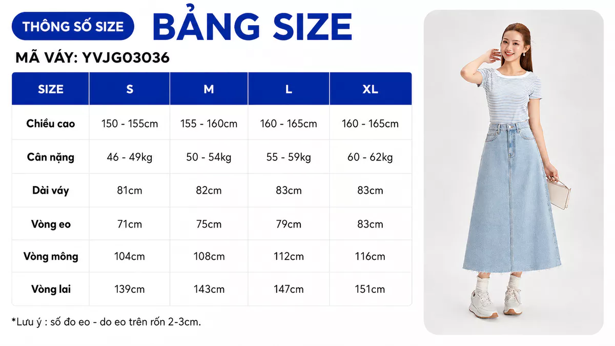 Chân Váy Jean Nữ Gmorning - GUMAC Form A Xòe Nhẹ Lai Cắt Thời Trang Trẻ Trung Hiện Đại YVJG03036