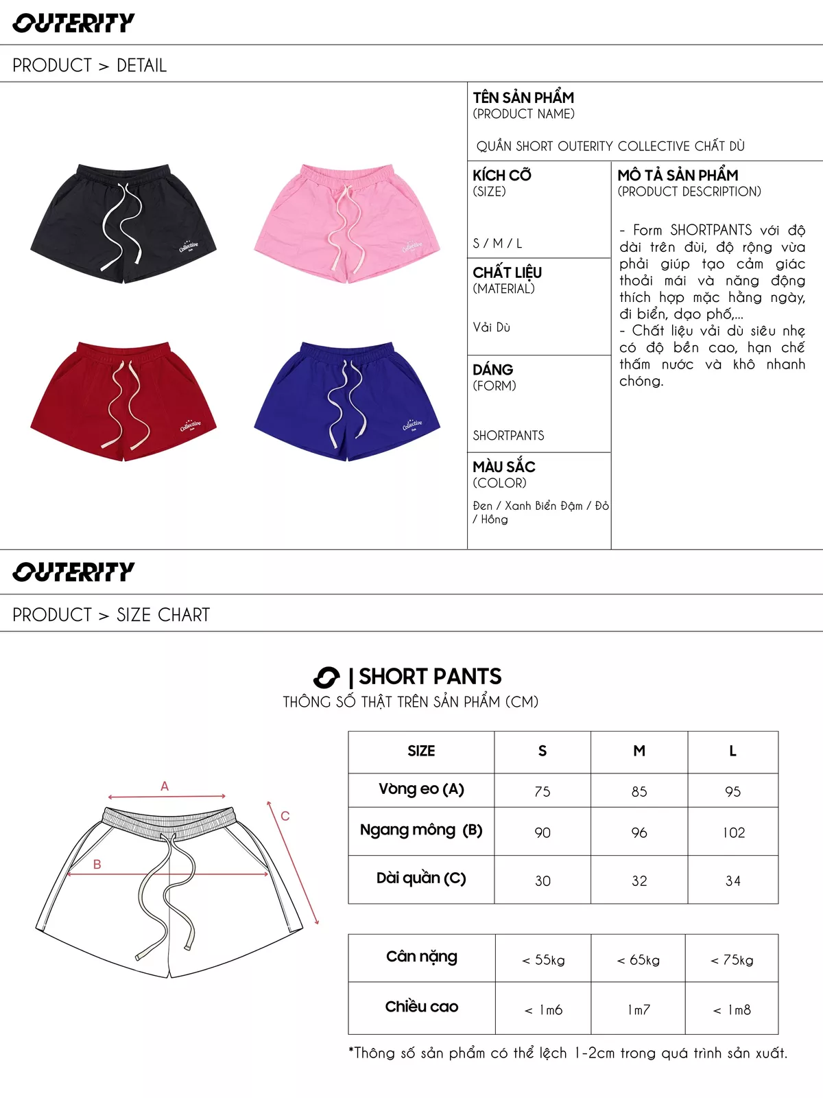 Quần Short Outerity Collective Chất Dù Unisex Nam Nữ Basic - Localbrand 2026