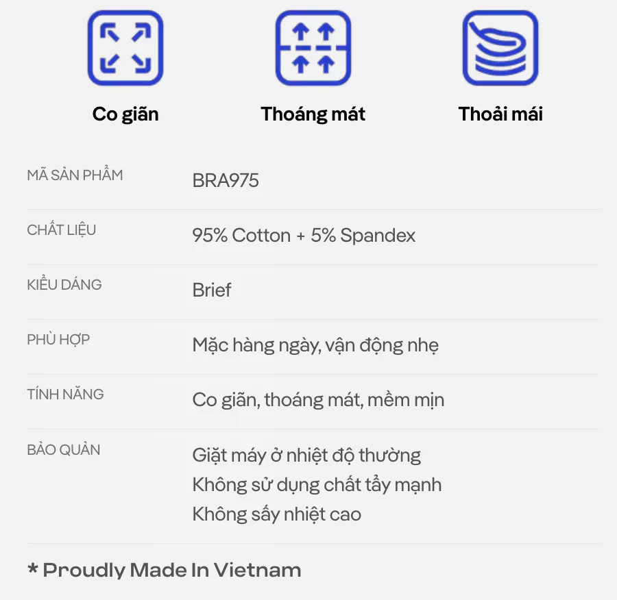 Combo 03 Quần lót nam Brief Cotton Co Giãn Origin mềm mịn, co giãn, thoáng mát Coolmate