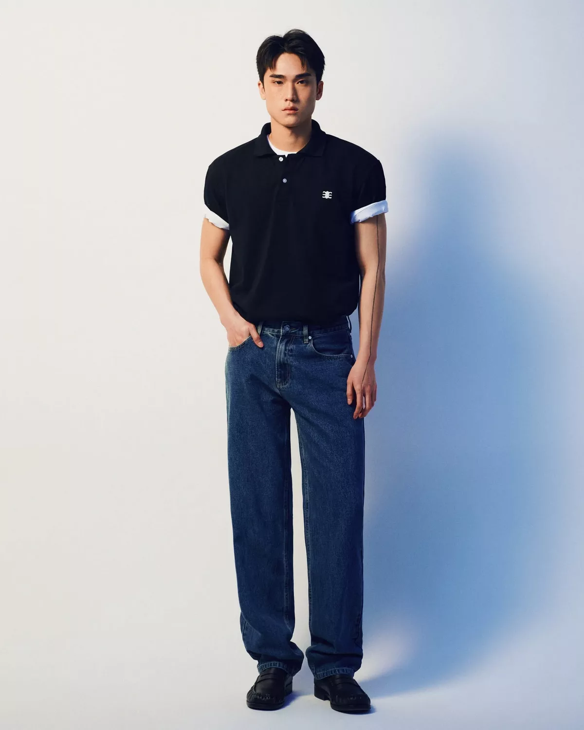 Eleven - Áo Polo Tương Phản Thêu Mono | Màu Đen
