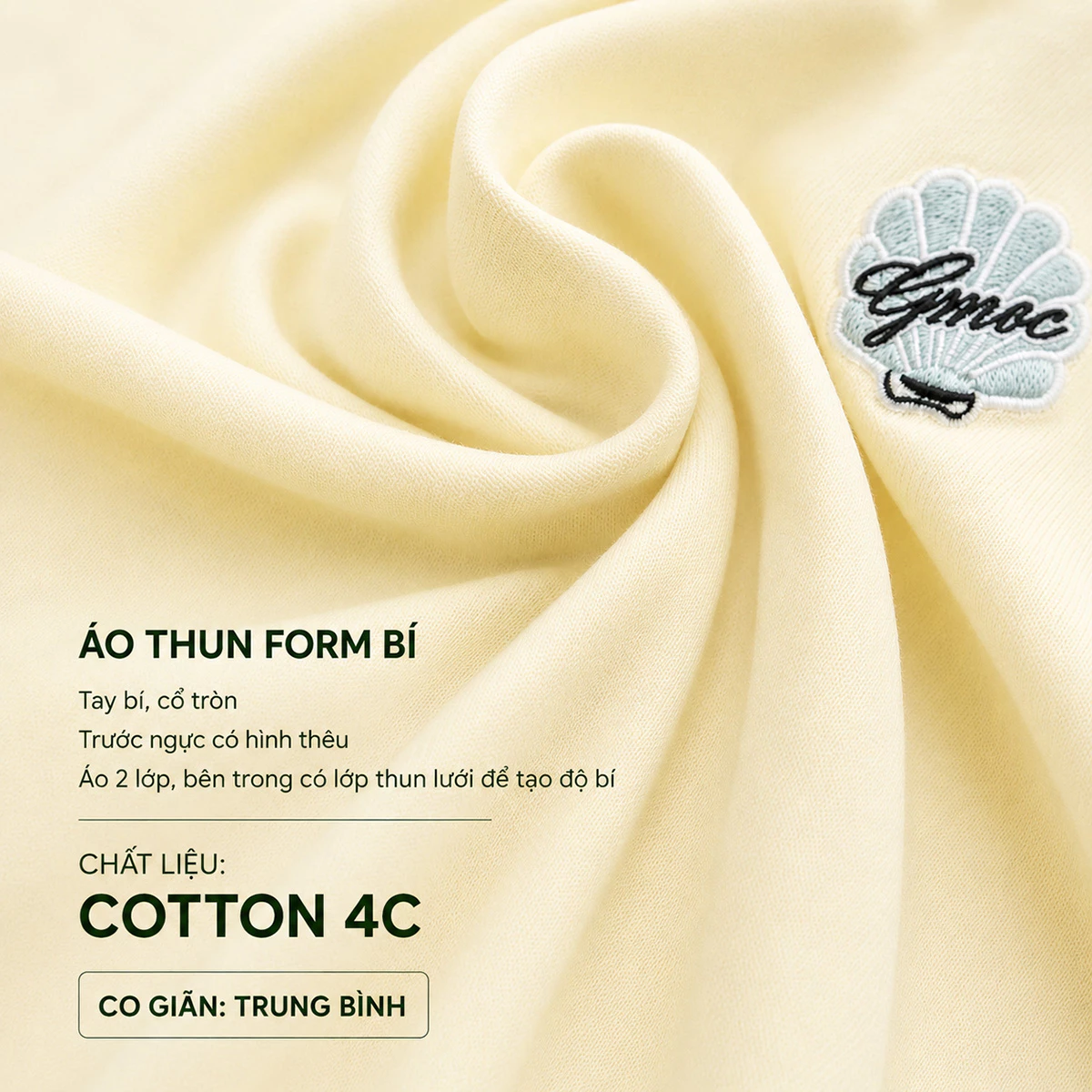 Áo Thun Nữ Gmorning - GUMAC Form Bí Cổ Tròn Hình Thêu Trước Ngực Tinh Tế Nổi Bật YATG06002