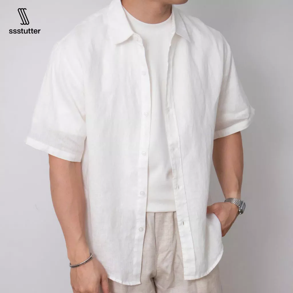 Áo Sơ Mi Nam SSSTUTTER Classic Linen Shirt Tay Ngắn Form Relaxed Vải Linen Cao Cấp Thoáng Mát