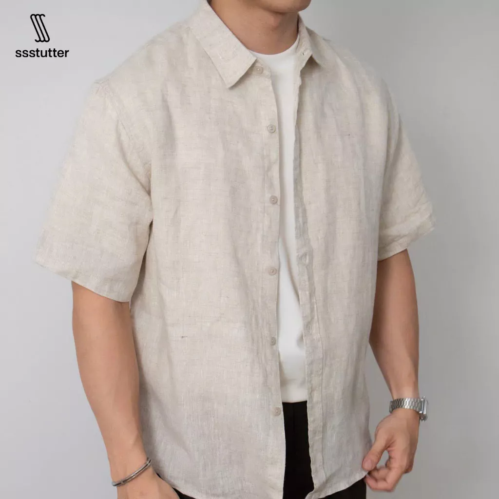 Áo Sơ Mi Nam SSSTUTTER Classic Linen Shirt Tay Ngắn Form Relaxed Vải Linen Cao Cấp Thoáng Mát