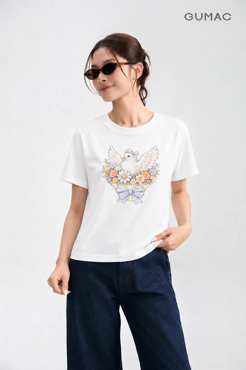 Áo Thun Nữ Gmorning - GUMAC Form Regular Cổ Tròn Tay Ngắn In Hình Thời Trang Dễ Phối YATG07007