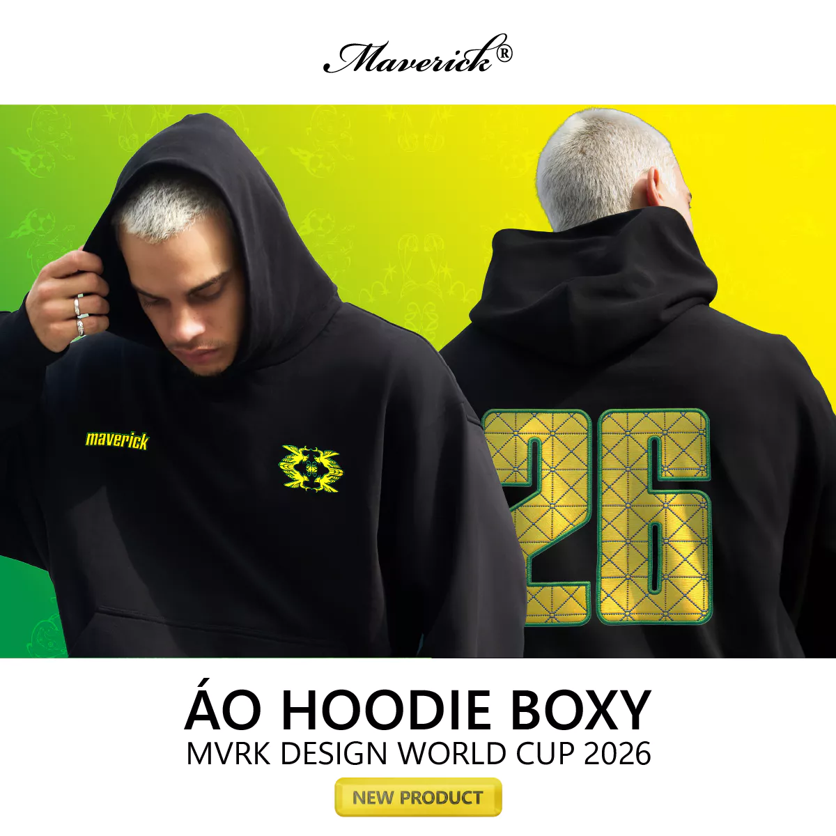 Áo Hoodie Unisex Boxy World Cup 26 440GSM Chất Nỉ Chân Cua Dày Dặn Thấm Hút Chống Nắng Tốt