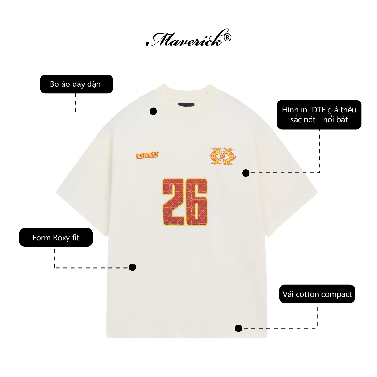 Áo thun MVRK World Cup 26 Unisex Form Boxy 250 GSM 100% Cotton Compact, Áo Mặc Hàng Ngày Thoải Mái Thấm Hút Tốt