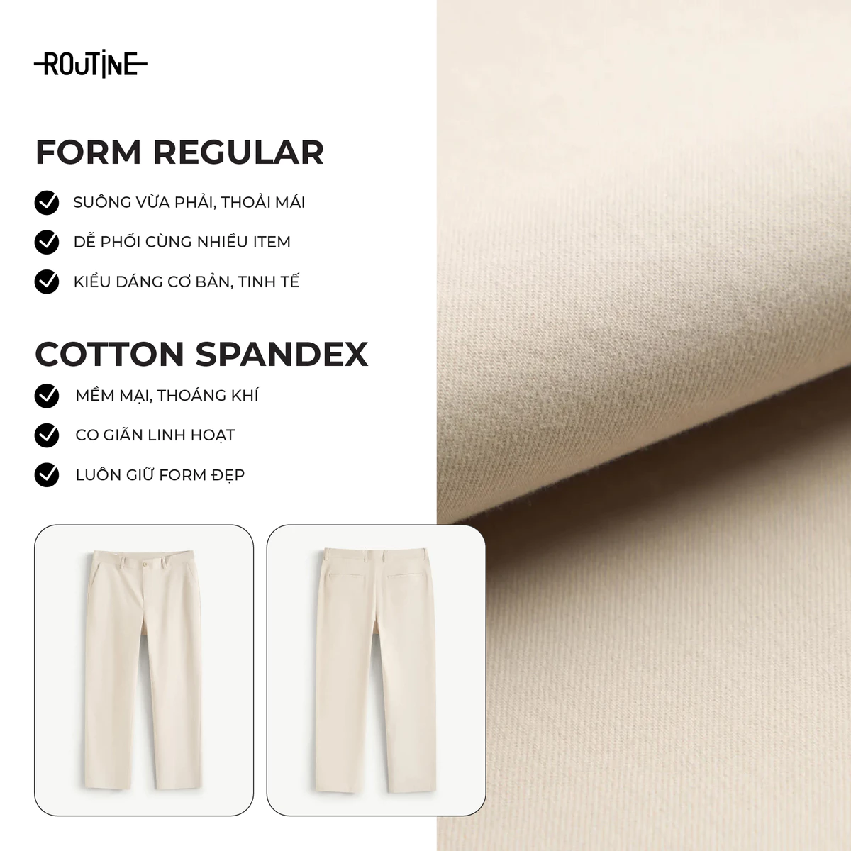 Quần Dài Nam Kaki Form Regular - Routine 10F25PCA022