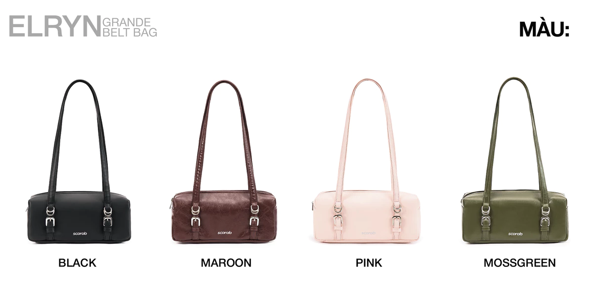 Túi Đeo Vai Da PVC, Túi Xách Thời Trang Scarab Elryn Belt Grande Leather Shoulder Bag