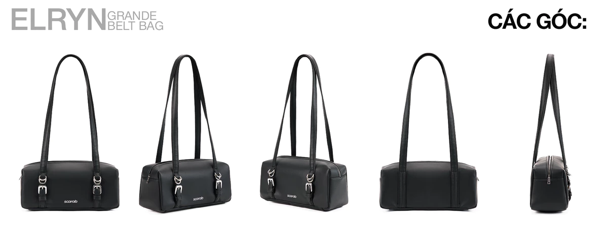 Túi Đeo Vai Da PVC, Túi Xách Thời Trang Scarab Elryn Belt Grande Leather Shoulder Bag