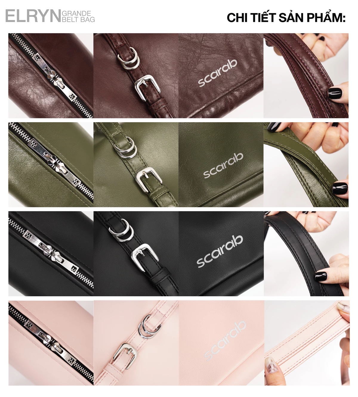 Túi xách đeo vai SCARAB ELRYN BELT VENTI BAG thời trang nam nữ đựng vừa iPad 11 inch, điện thoại, ví tiền, đồ trang điểm
