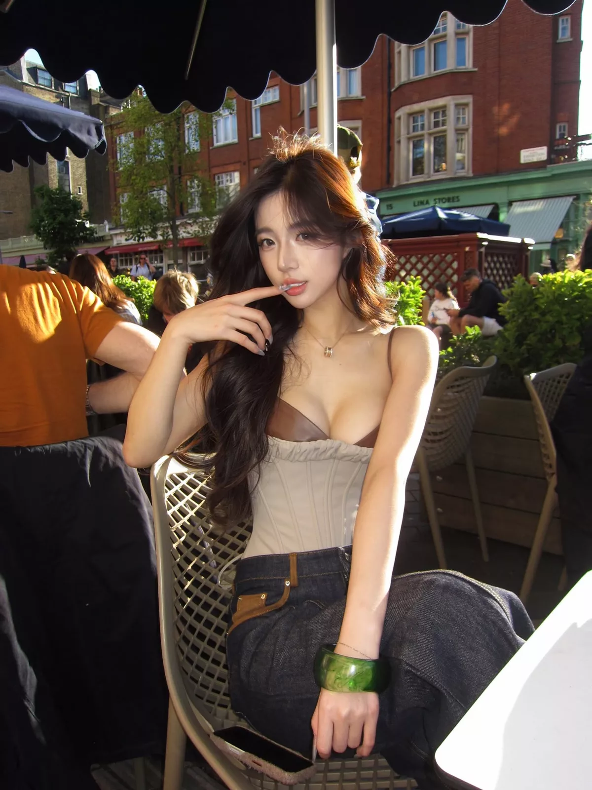 LSOUL Áo Corset Phối Da Soulie Top + Quần Denim Dáng Suông Nie Pants A26032894