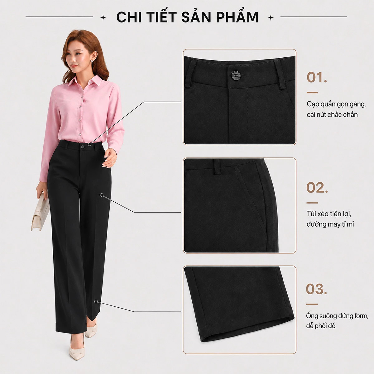 Quần Tây Nữ GUMAC Ống Suông Công Sở Thiết Kế Tối Giản Thanh Lịch Thời Trang LQG05071