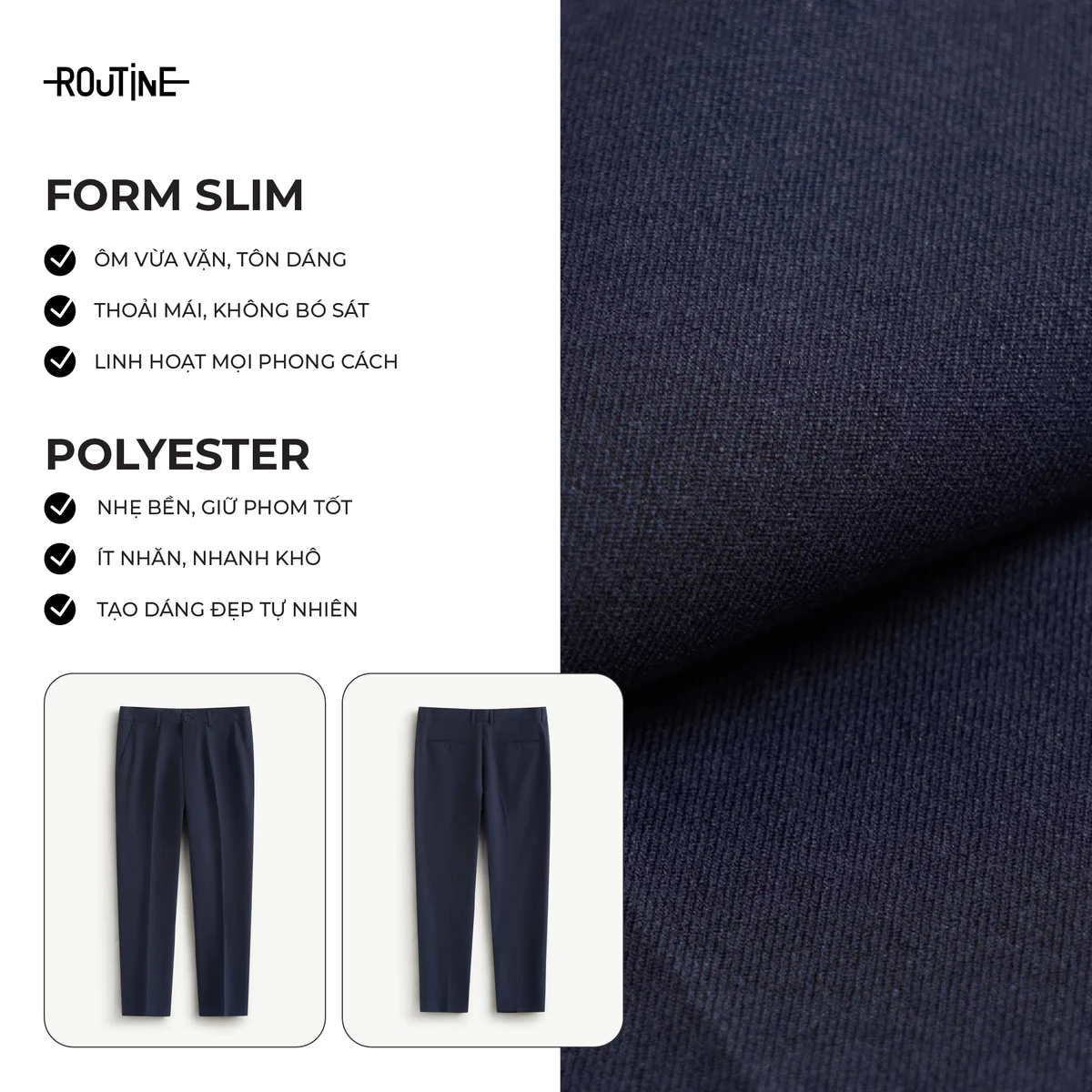Quần Tây Dài Nam Form Slim - Routine 10F25PFO020