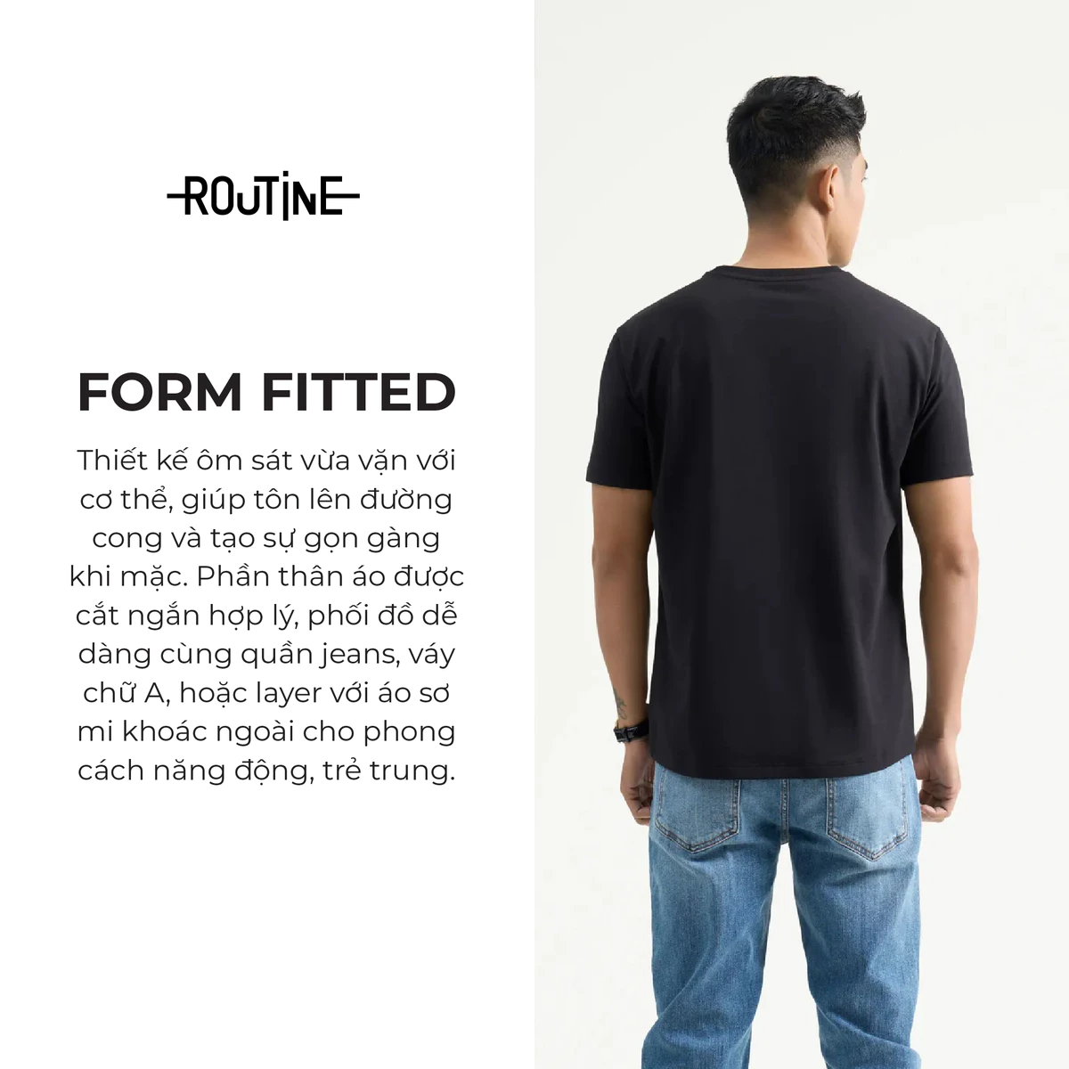 Hộp 3 Áo Thun Trơn Tay Ngắn Nam Co Giãn Form Fitted - Routine 10S25TSS103C