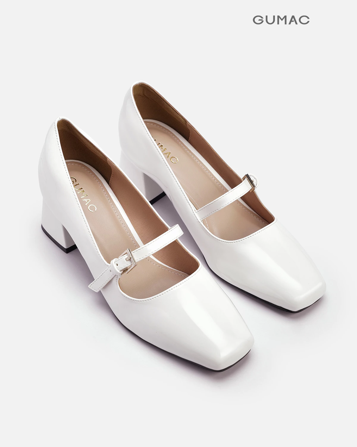 Giày Cao Gót Nữ GUMAC Gót Vuông 5cm Quai Khóa Thời Trang GF04057
