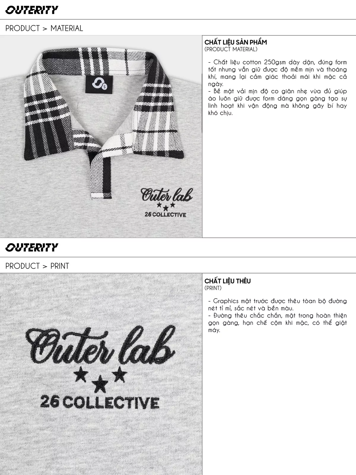 Áo Polo Cổ Caro Outerity Outer Lab Form Boxy Nam Nữ - Unisex Local Brand