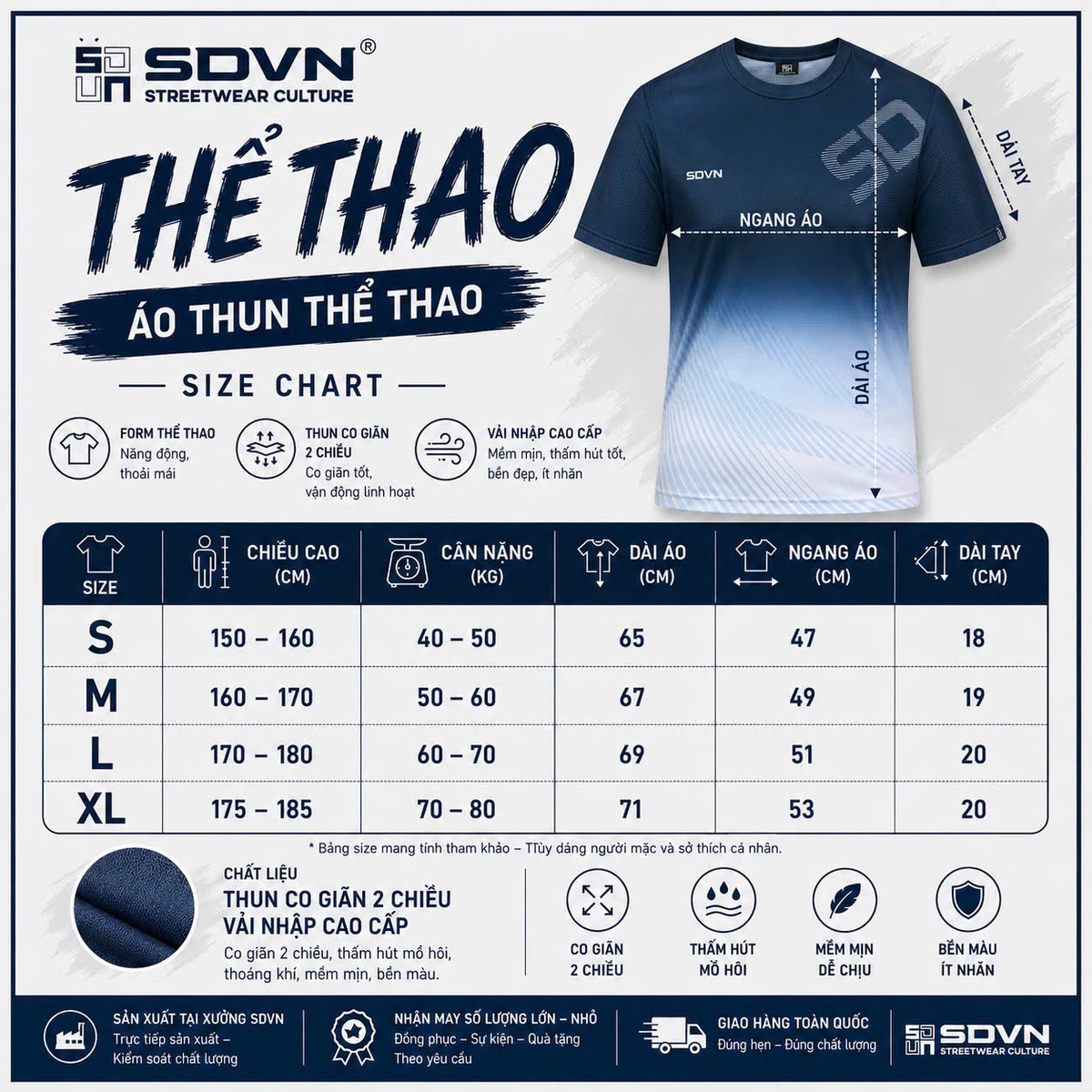 Áo thể thao SDVN Fastline vải thun thoáng mát dễ chịu - thương hiệu SDVN