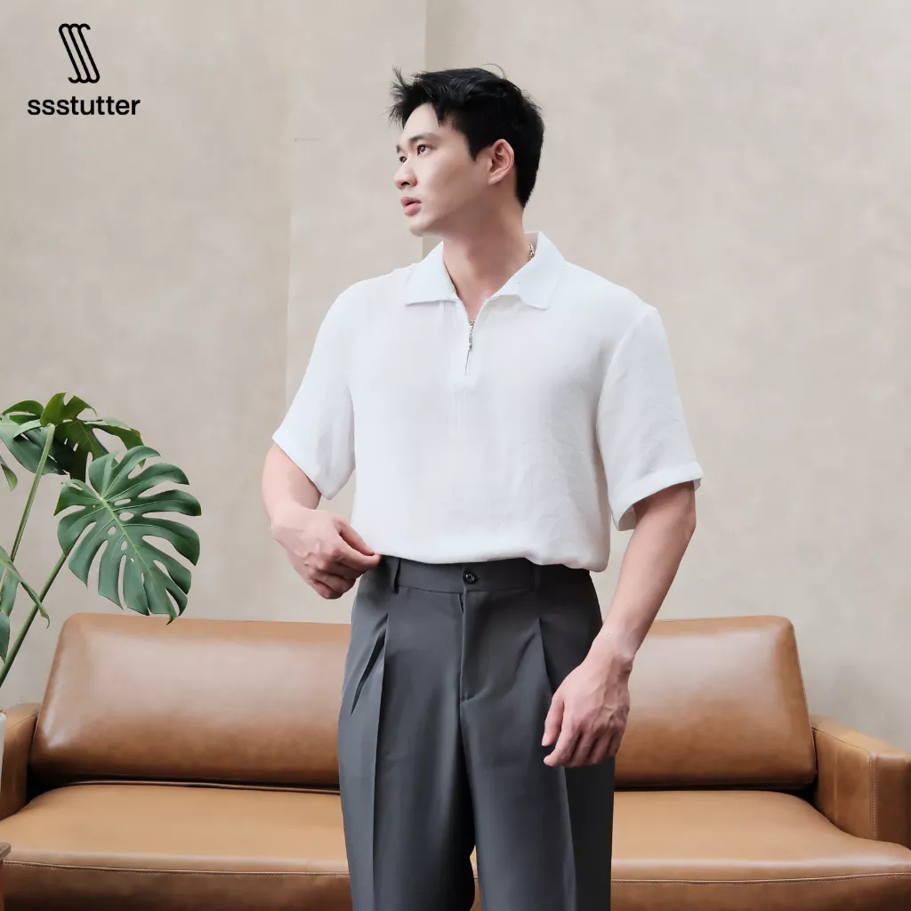 Áo Polo Nam Khóa Kéo Cover Zip Polo SSSTUTTER Form Regular Mềm Mại Thoáng Mát Phối Đồ Đẹp