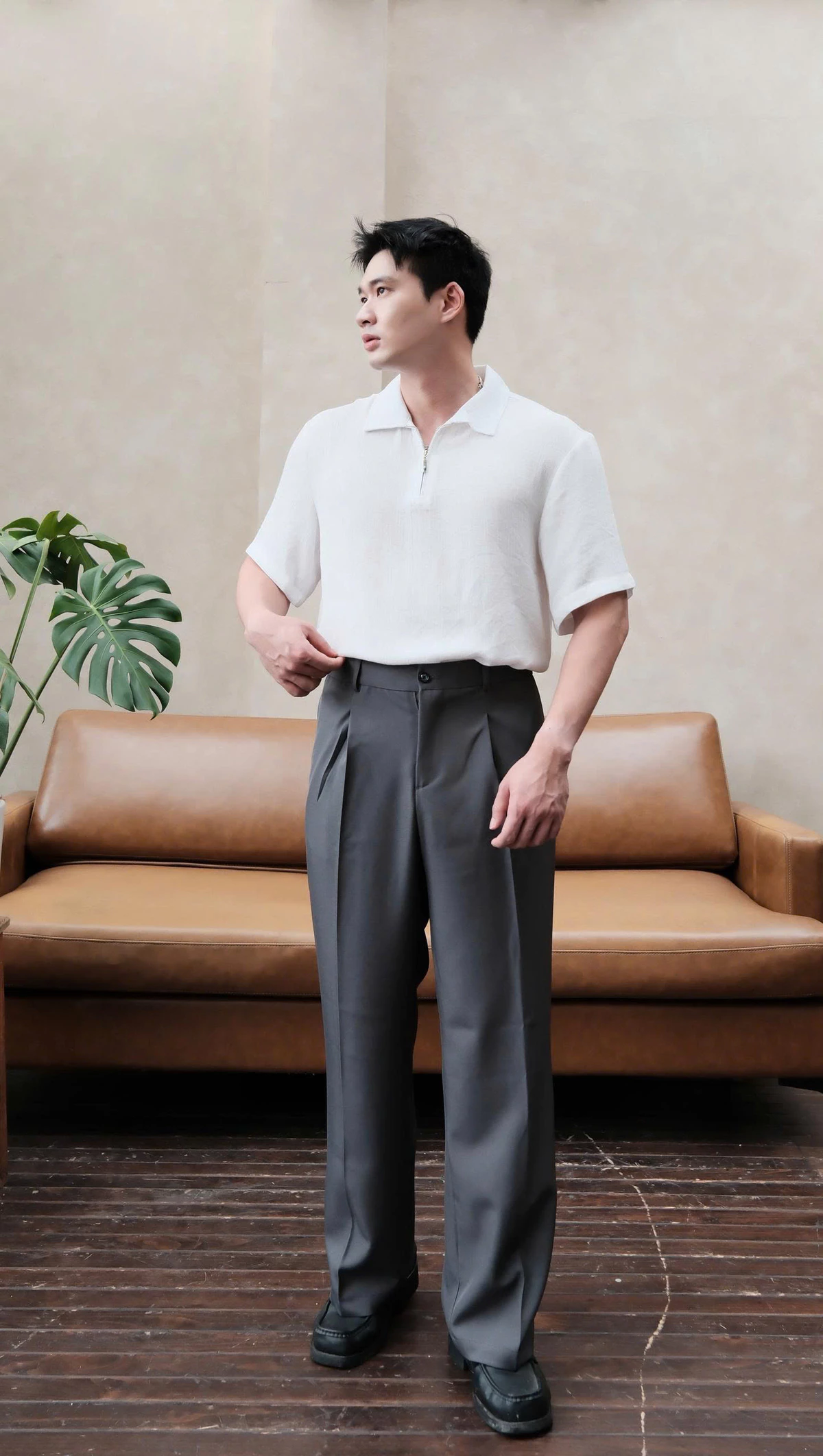Quần Tây Nam SSSTUTTER Composer Monochrome Trousers Ống Rộng Ly Form Straight Cao Cấp