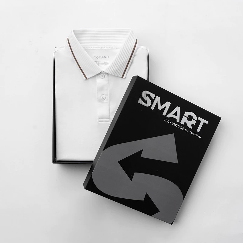 Áo polo nam SMART SIGNATURE POLO TORANO trơn bo kẻ ngắn tay, form chuẩn HSTP904