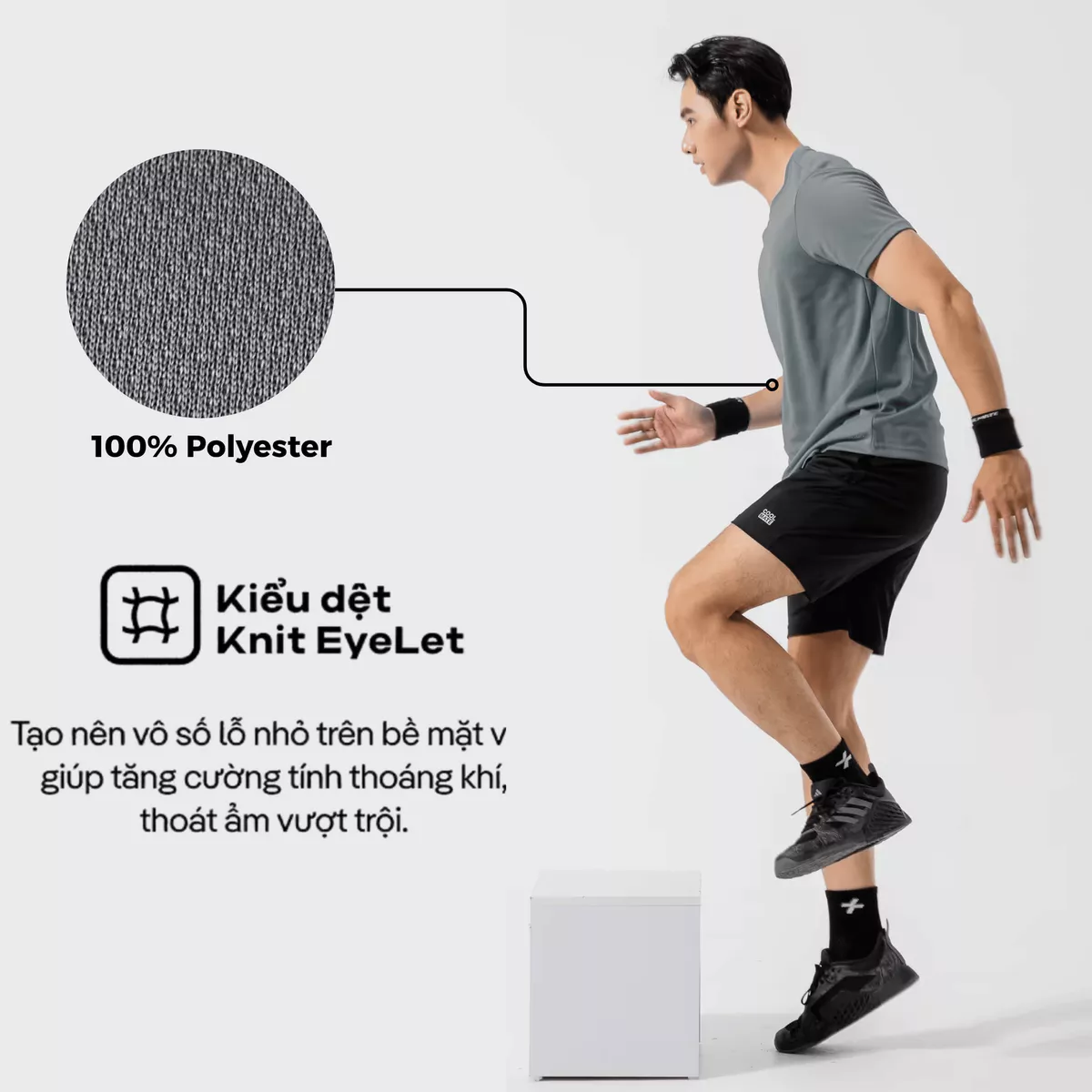 Áo thun nam thể thao tập Gym, Tennis, Pickleball Coolmate Basics thoải mái, thấm hút, nhanh khô