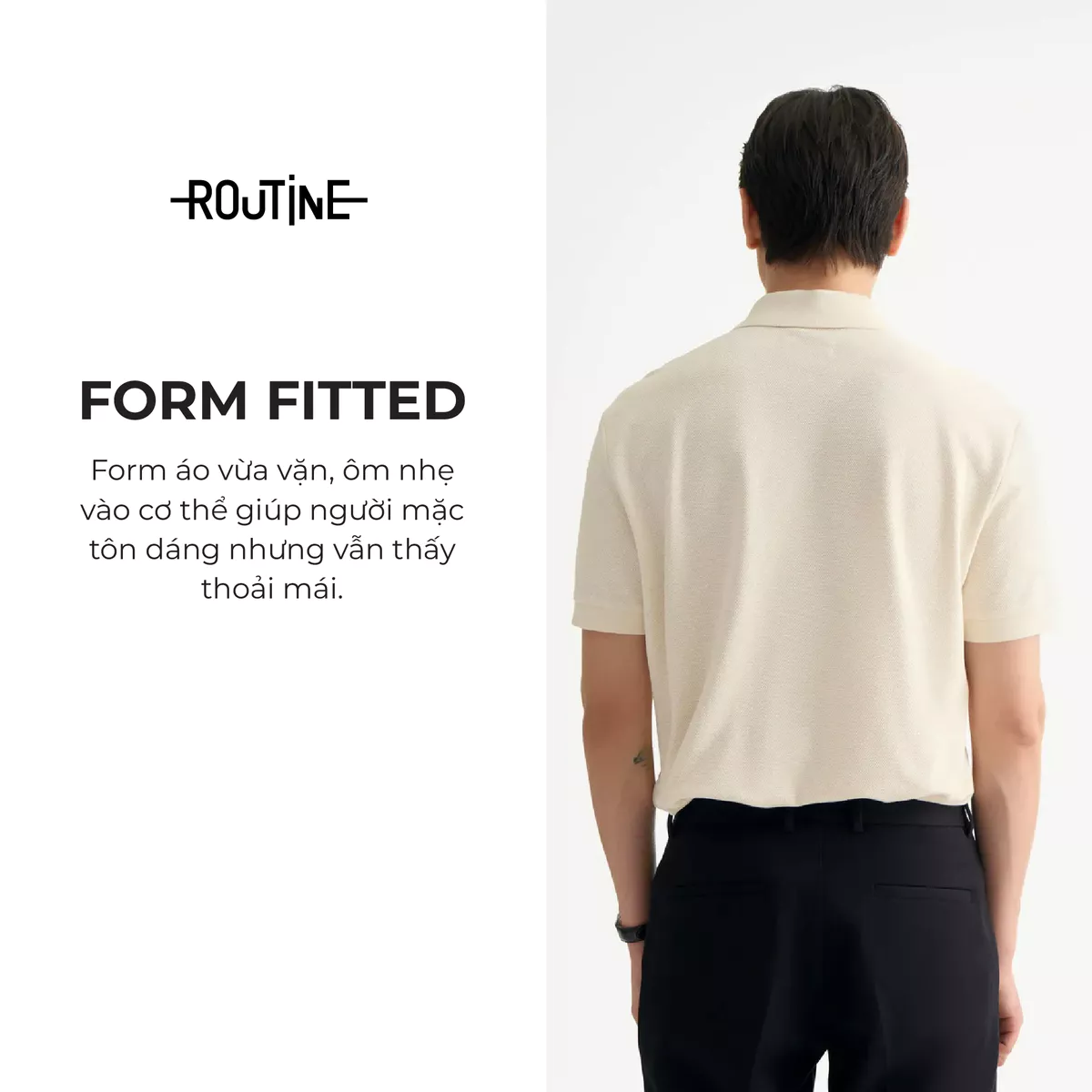 Áo Polo Nam Ngắn Tay Premium Phối Tape Form Fitted - Routine 10F25POL018