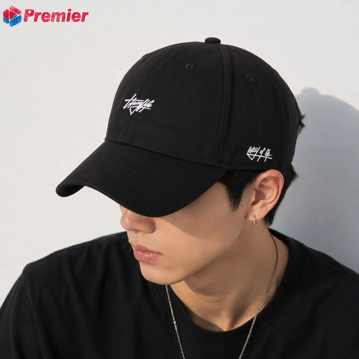 PREMI3R Nón vải thêu dadhat G4 thug sign black F0057M