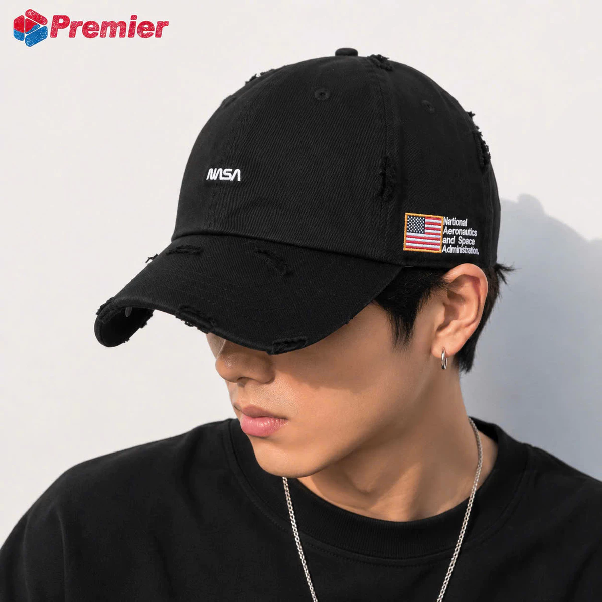 PREMI3R Nón vải thêu dadhat G8 na salogo black F0092M