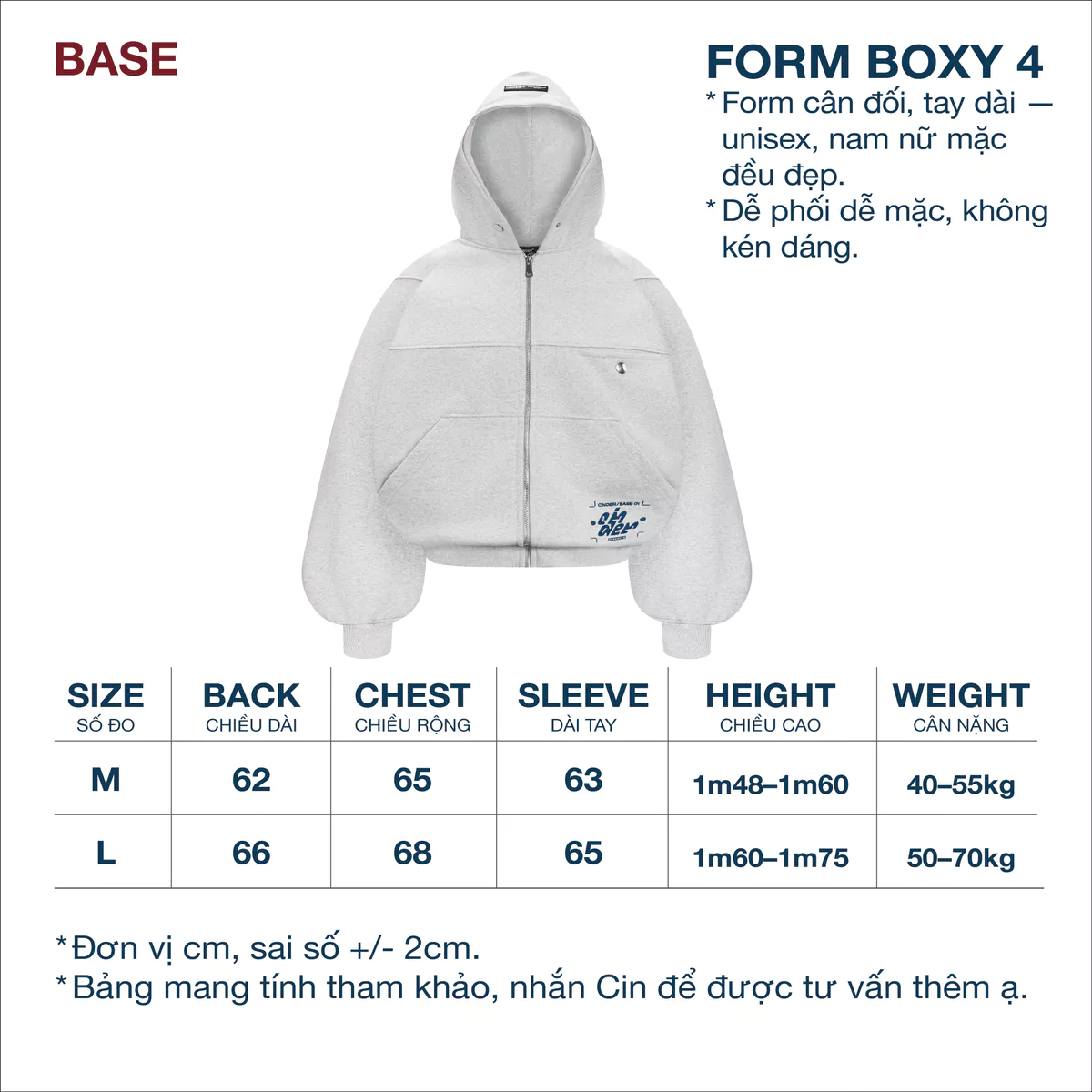 Áo Hoodie Zip Boxy BASE Cinder Form Đẹp, Local Brand Chính Hãng