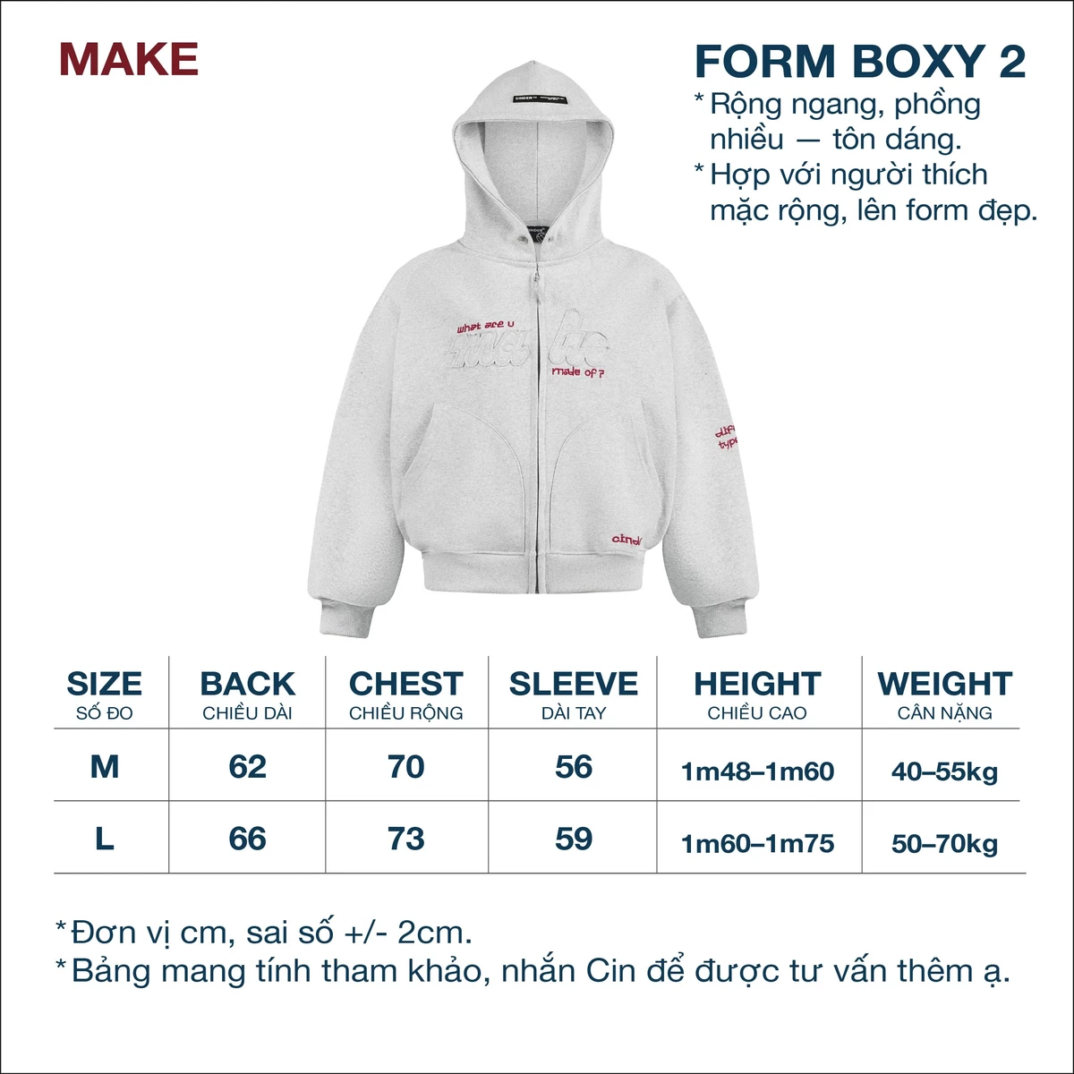 Áo Hoodie Zip Boxy MAKE Cinder Form Đẹp, Local Brand Chính Hãng