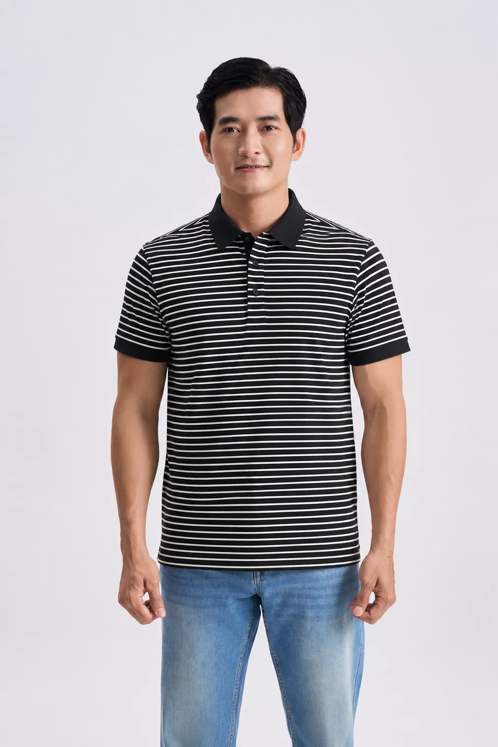 Áo Polo Nam GUMAC Form Regular Cổ Bo Phối Màu Nẹp 3 Khuy Dễ Phối Đồ Hằng Ngày Đi Làm Đi Chơi LATNG06008