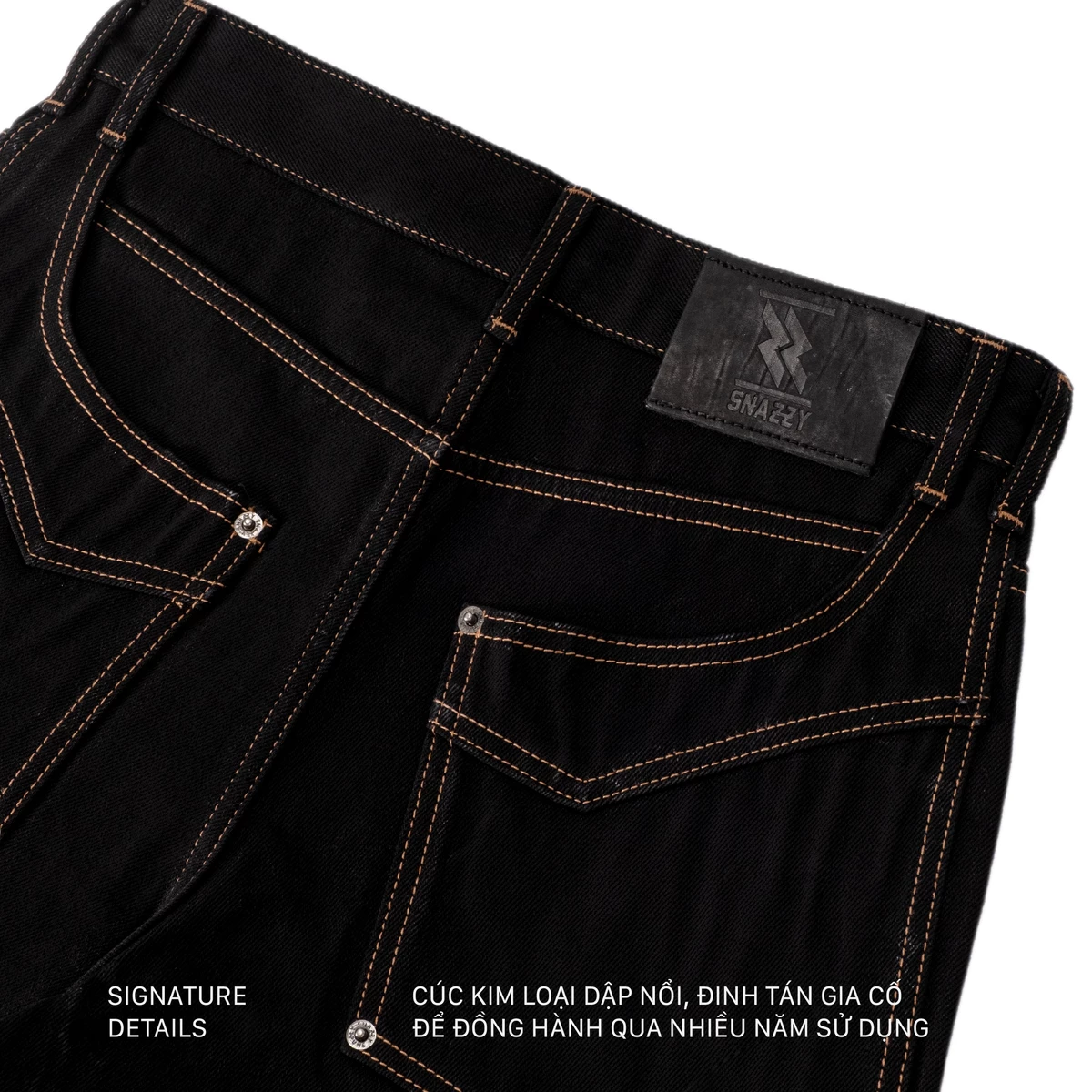 Quần Short Lửng SNAZZY Unisex Nam Nữ Chất Liệu Denim Chính Hãng - OBSIDIAN DENIM