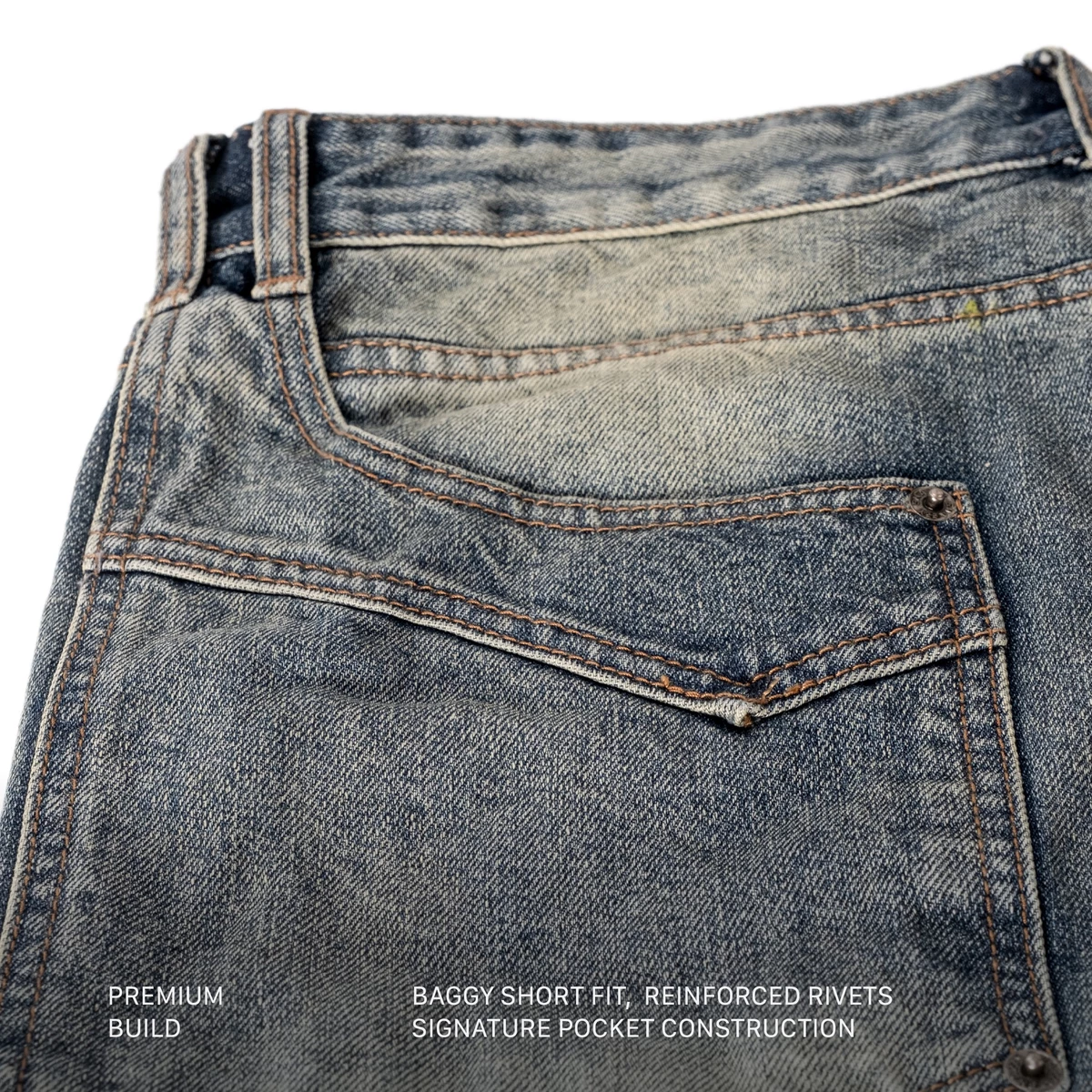 Quần Short Lửng SNAZZY Unisex Nam Nữ Chất Liệu Denim Chính Hãng - FADED TIDE DENIM
