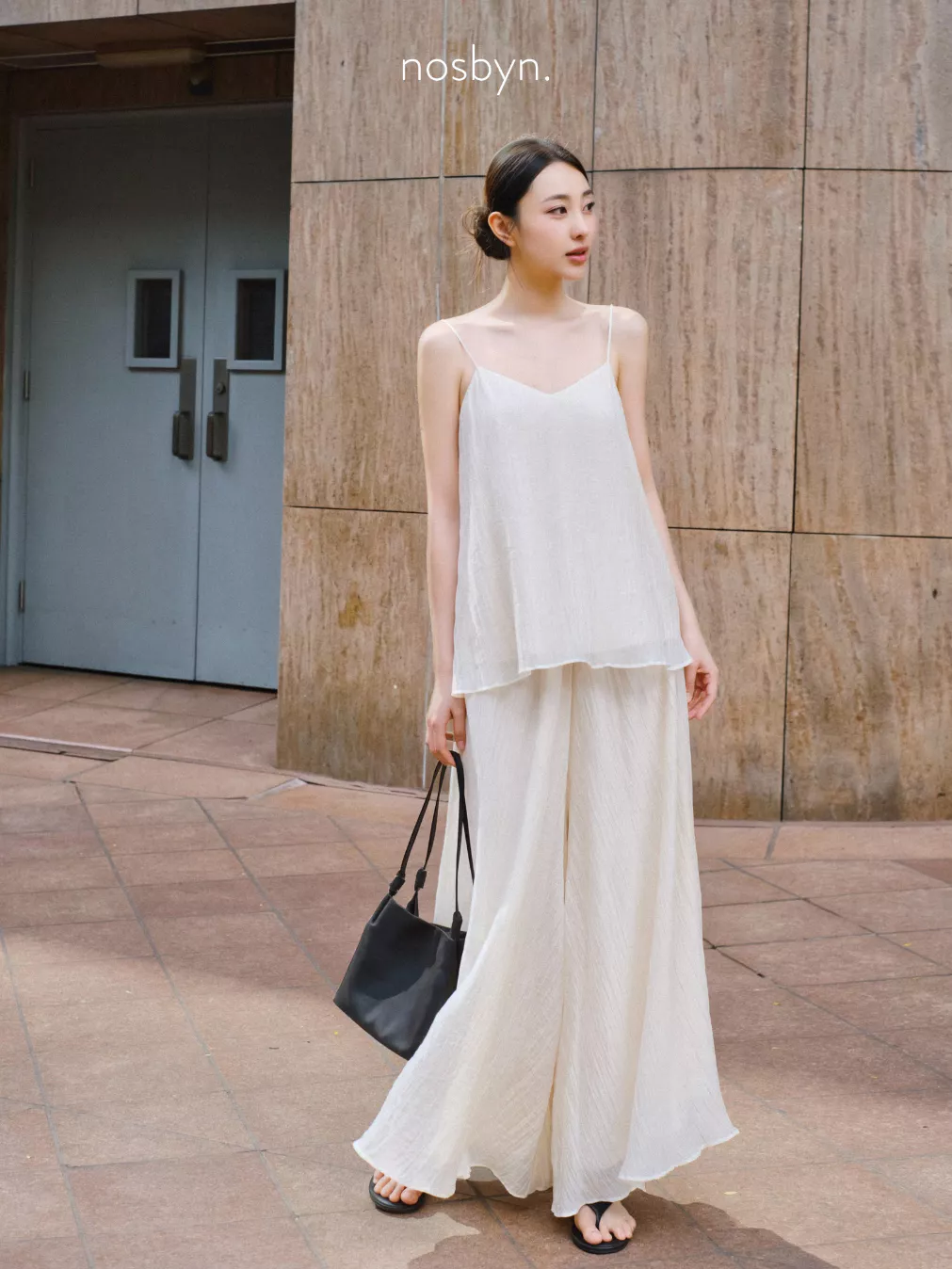 Nosbyn - Set Áo Hai Dây & Quần Dài Ống Rộng - Cami Set